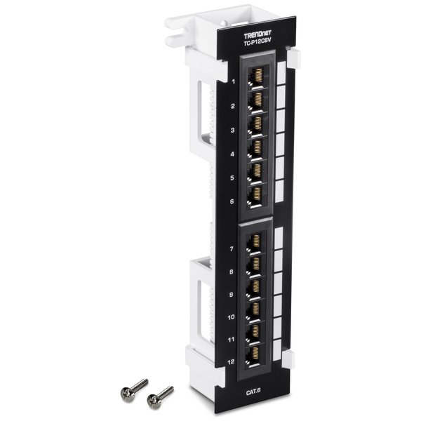 12ポート Cat6 非シールド壁掛けパッチパネル（89Dブラケット付属）