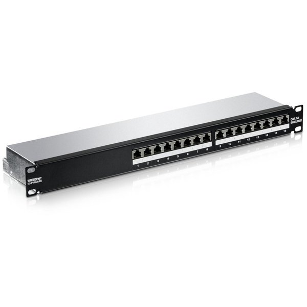 16ポート Cat6A シールド1Uパッチパネル