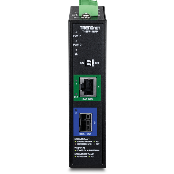 産業用 10G SFP+ - 10G PoE++ メディアコンバーター