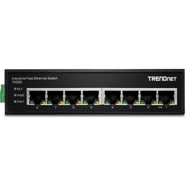 8ポート 産業用ファストイーサネットDINレールスイッチ