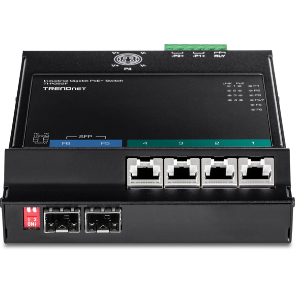 産業用 6ポート ギガビット PoE+ 壁掛けフロントアクセススイッチ