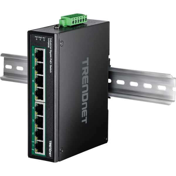 産業用 8ポート ギガビット PoE+ DINレールスイッチ (24～56V)