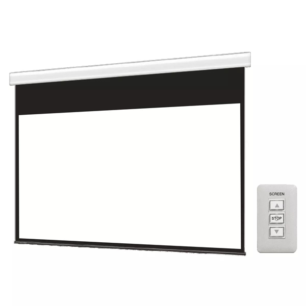 壁スイッチケース付き電動スクリーン 16:9 80インチ ブラックマスク付き