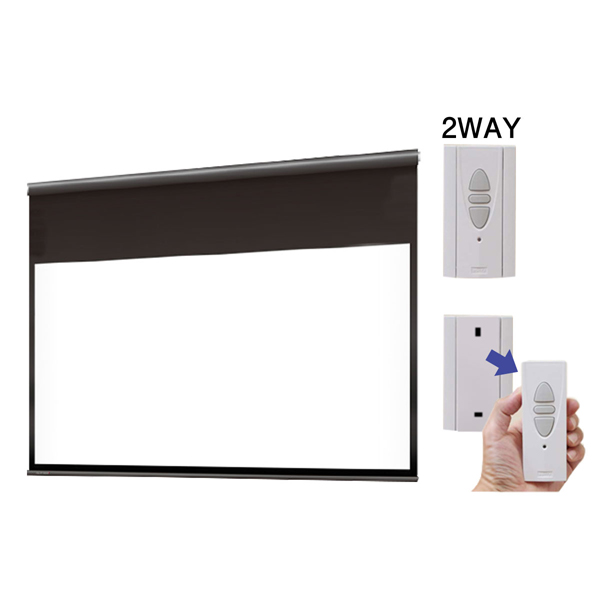 遠距離操作壁リモコン電動スクリーン 16:9 150インチ ブラックマスク付き