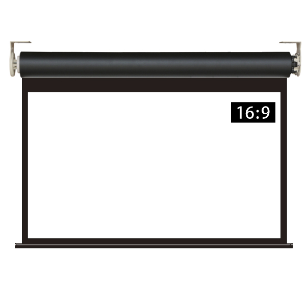 遠距離操作壁リモコン電動スクリーン 16:9 150インチ ブラックマスク付き