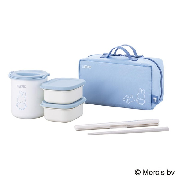 保温弁当箱 (250ml+190ml×2) アッシュブルー ミッフィーデザイン