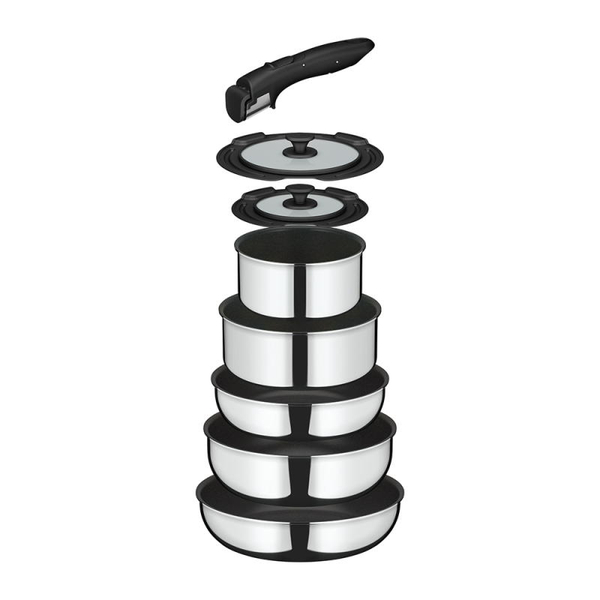 取っ手のとれるフライパン 8点セット 深型 ステンレス (IH・ガス対応 / 食洗機対応)