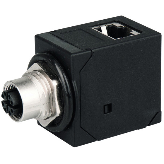 M12-Xコード/RJ45ジャック アングルアダプタ