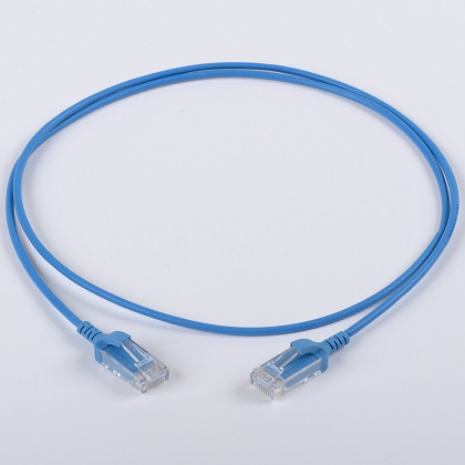 Cat.6/UTPミニパッチコード(AWG30)撚線 SOFT LSZH 568Bストレート結線 10m 青色