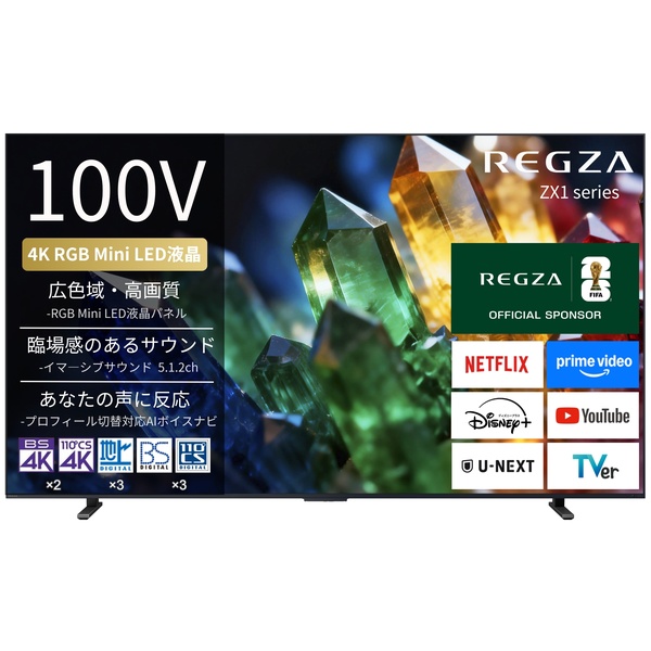 【REGZA】4K液晶テレビ 100V型 RGB MiniLED フラグシップモデル 2026年モデル