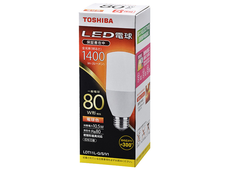 LED電球 T形E26 全方向300度 80W形相当 電球色