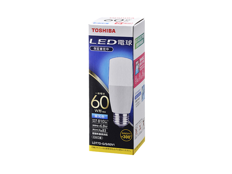 LED電球 T形E26 全方向300度 60W形相当 昼光色