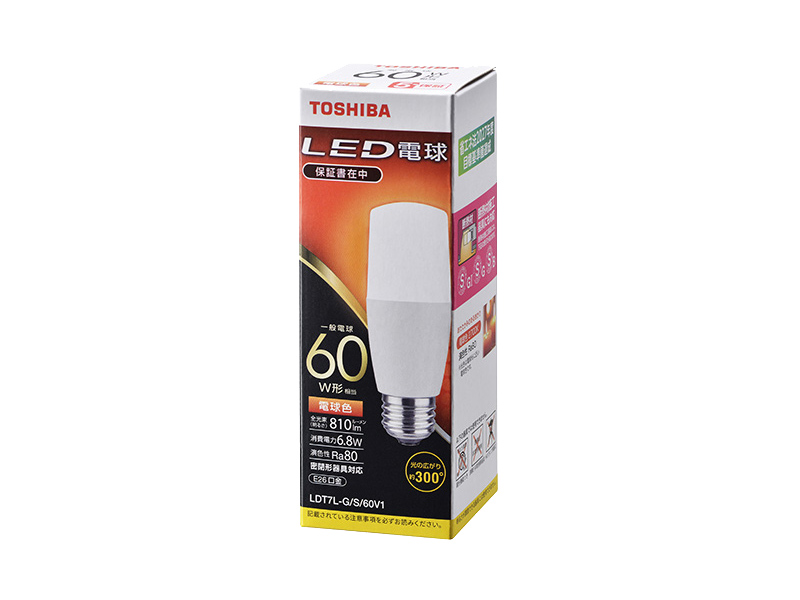 LED電球 T形E26 全方向300度 60W形相当 電球色