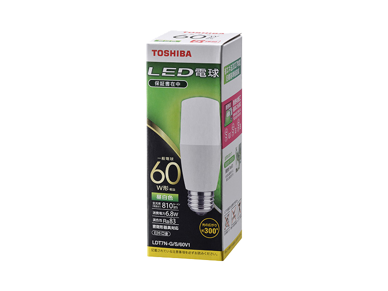 LED電球 T形E26 全方向300度 60W形相当 昼白色