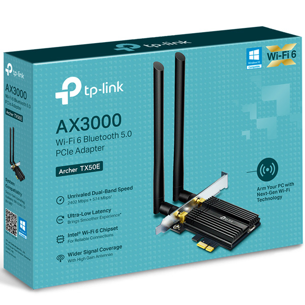 AX3000 Wi-Fi 6 Bluetooth 5.0 PCIe アダプター