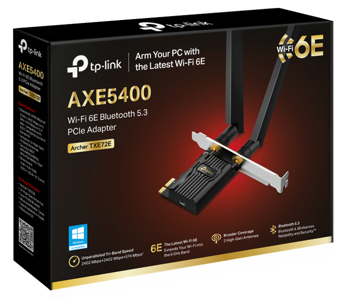 AXE5400 Wi-Fi 6E Bluetooth 5.3 PCIeアダプター