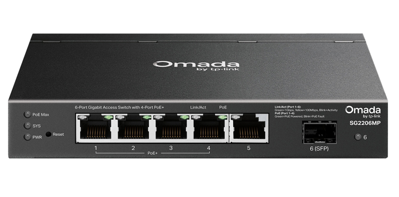 Omada ギガビットポート×6 Accessスイッチ（PoE+ポート×4搭載）