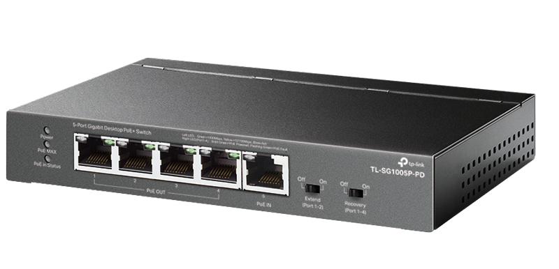 5ポート ギガビットデスクトップPoE+スイッチ（PoE++ In 1ポート&PoE+Out 4ポート搭載）