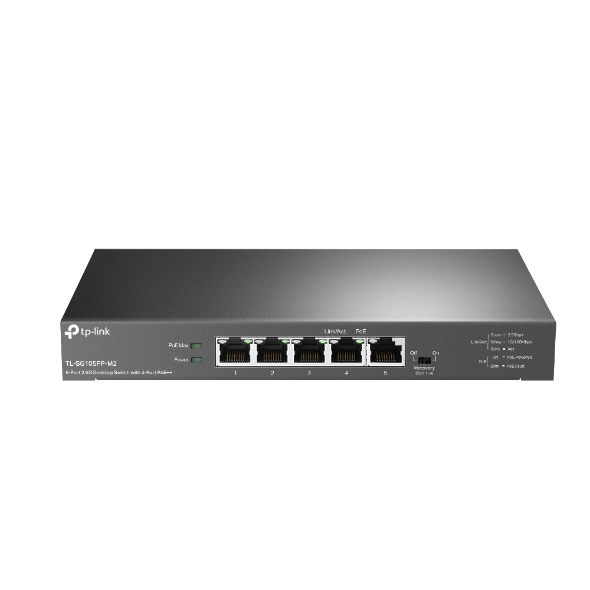 5ポート2.5G デスクトップスイッチ（PoE++4ポート搭載）