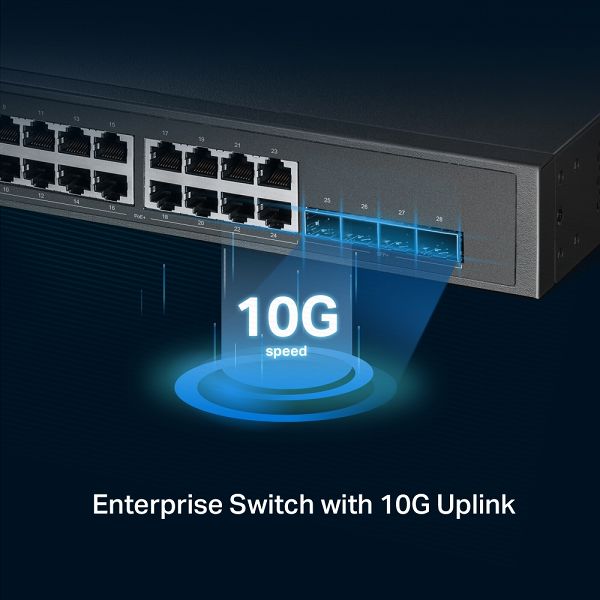 JetStream 24ポート 2.5GBASE-T & 4ポート 10GE SFP+ L2+ マネージドスイッチ(PoE+16ポート & PoE++8ポート搭載)