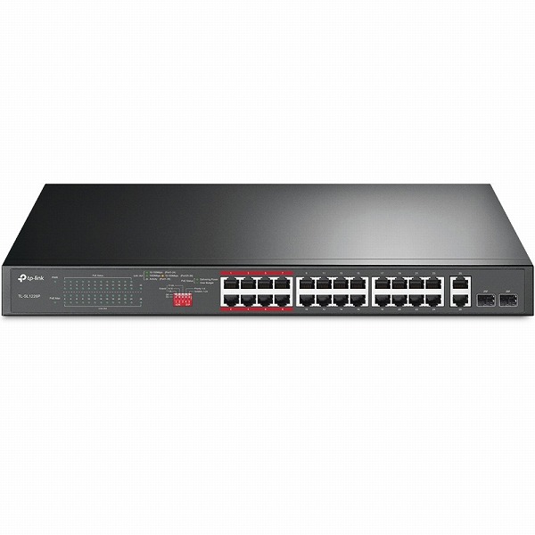 24ポート10/100Mbps＋2ポートギガビット アンマネージPoE+スイッチ