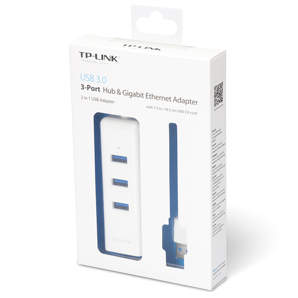 USB3.0対応 ギガビット有線LANアダプタ + USB3.0ハブ 3ポート