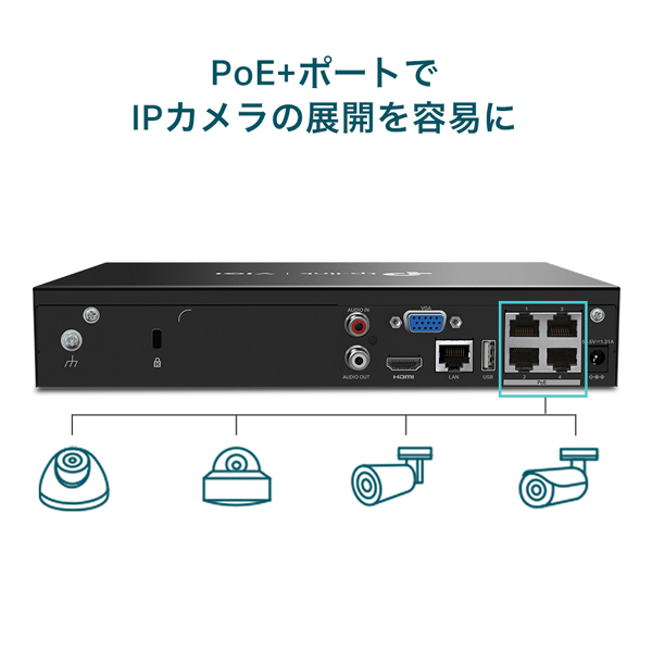 VIGI 4チャンネル PoE+ ネットワークビデオレコーダー