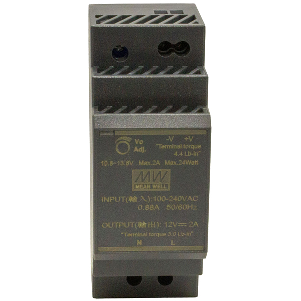 産業用電源 （出力電圧DC10.8V～13.2V、入力範囲AC85～264V、最大電力24W）、動作温度-30℃～+70℃