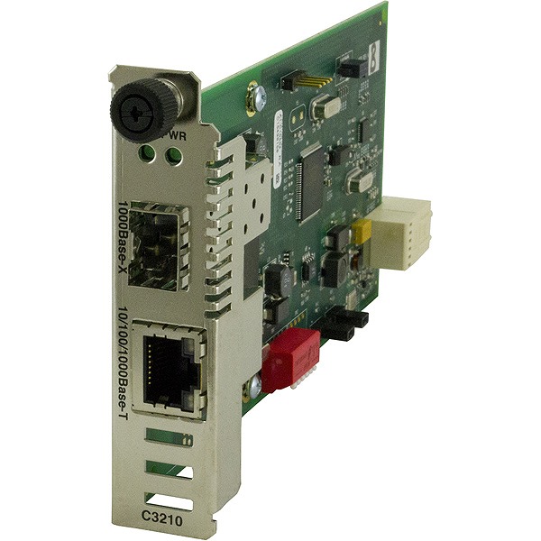 カード型10/100/1000BASE-T (RJ-45) [100m]⇔ 1000BASE-SX 850nm マルチモード (LC)SFPトランシーバ搭載[62.5/125 μm 光ファイバ: 220m][50/125 μm 光ファイバ: 550 m]