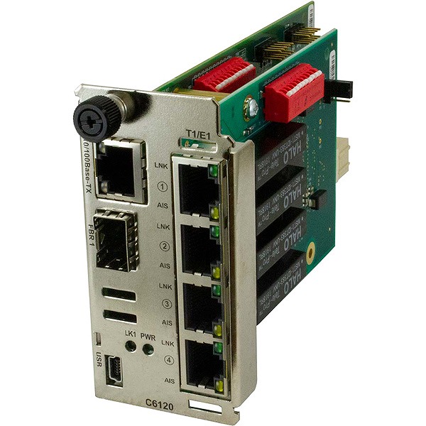 SFP空きスロット (4) RJ48、(1) 10/100BaseTX