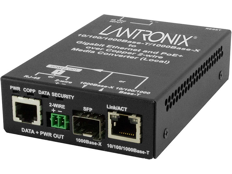 PoE+ イーサネット・エクステンダ ローカル側(1ポート）10/100/1000T RJ45 または コンボ100/1000Base-X SFP⇔（1ポート）10/100/1000T または2ワイヤー・T/Bコンボ