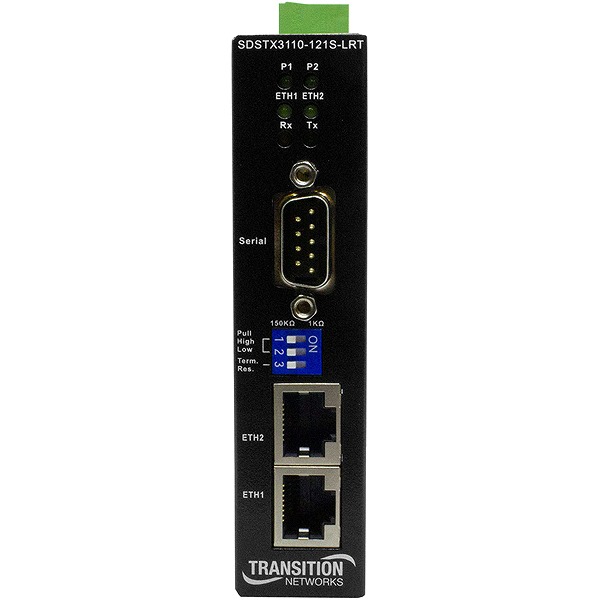 (1) RS232/422/485 DB9 port + (2) 10/100Base-TX RJ-45