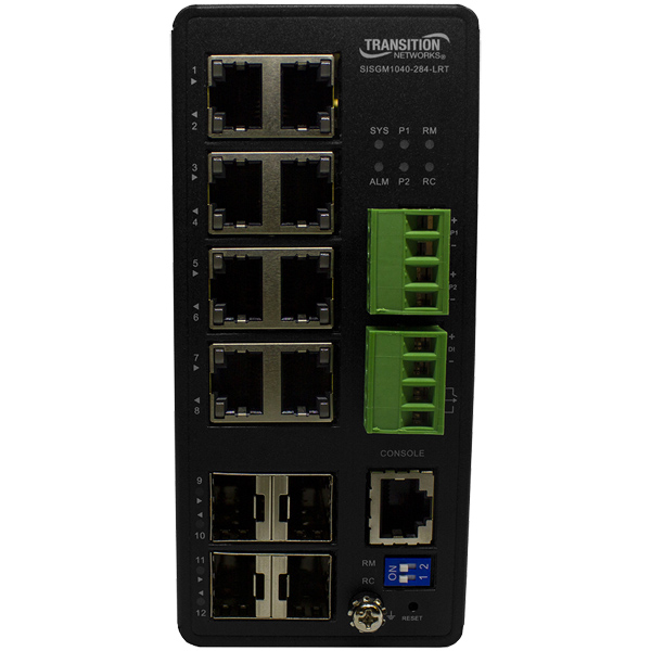 (8) 10/100/1000Base-T [100m] (RJ-45)+ (4) 100/1000Base-X SFP オープンスロット産業用管理型ギガビットEthernetスイッチ