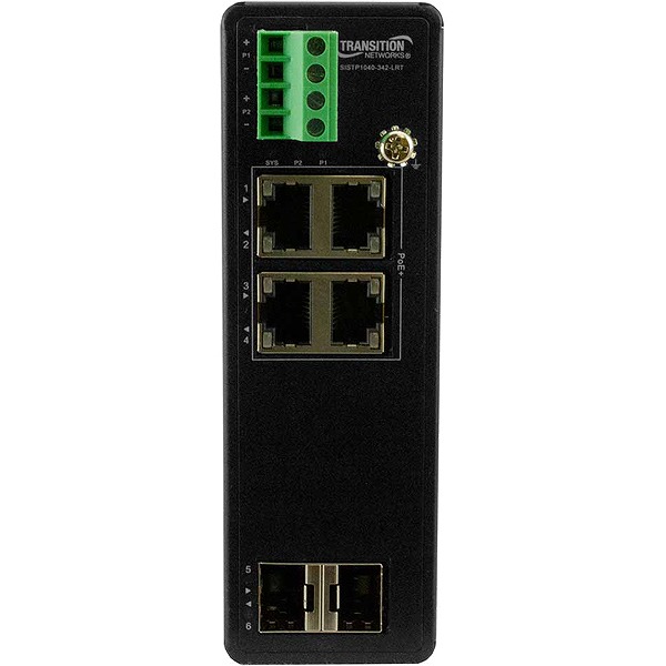 (4) 10/100/1000Base-T PoE+ [100m] ports + (2) 100/1000Base-X SFP slots