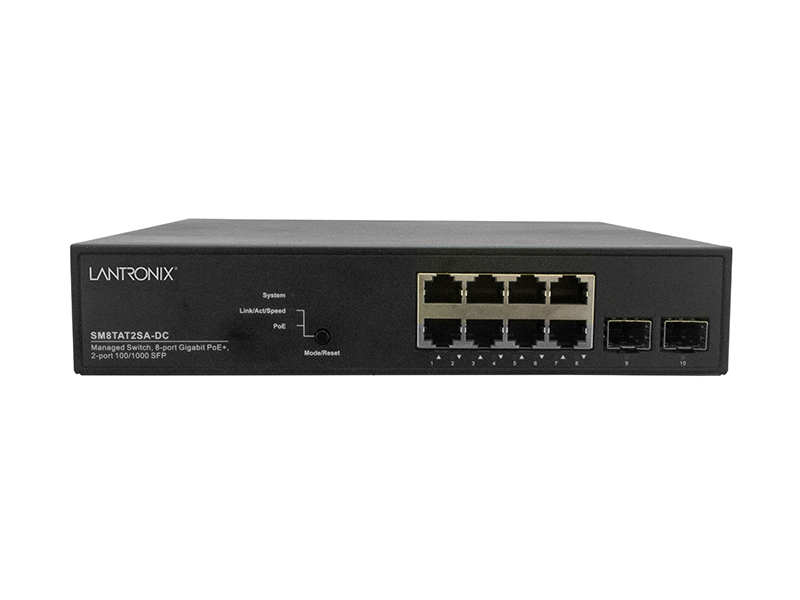 DC電源スマート マネージド ギガビット イーサネット PoE+ スイッチ (8) 10/100/1000Base-T ポート + (2) 100/1000Base-X SFP スロット