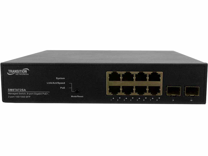 (8) 10/100/1000Base-T (PoEプラス対応) + (2) SFPポート