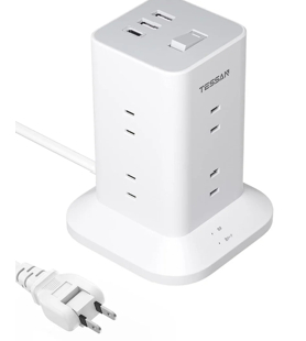 USB-C付8口ACタワー式電源タップ(2m)