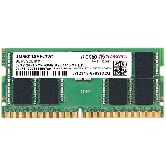 PC5-44800 (DDR5-5600) 対応 262ピン CL46 1.1V DDR5 SO-DIMM 32GB