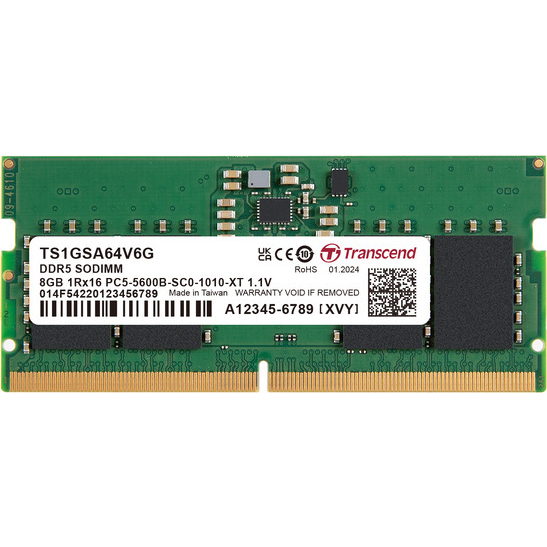 PC5-44800 (DDR5-5600) 対応 262ピン CL46 1.1V DDR5 SO-DIMM 8GB