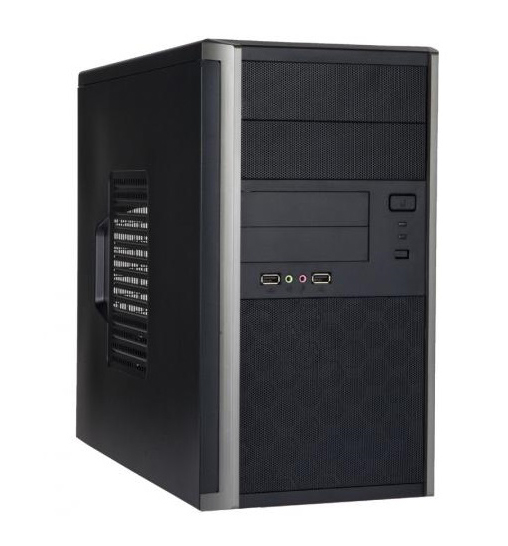 M-ATXミニタワーPCケース/電源非搭載/シルバー&ブラック