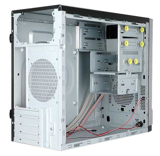 M-ATXミニタワーPCケース/電源非搭載/シルバー&ブラック