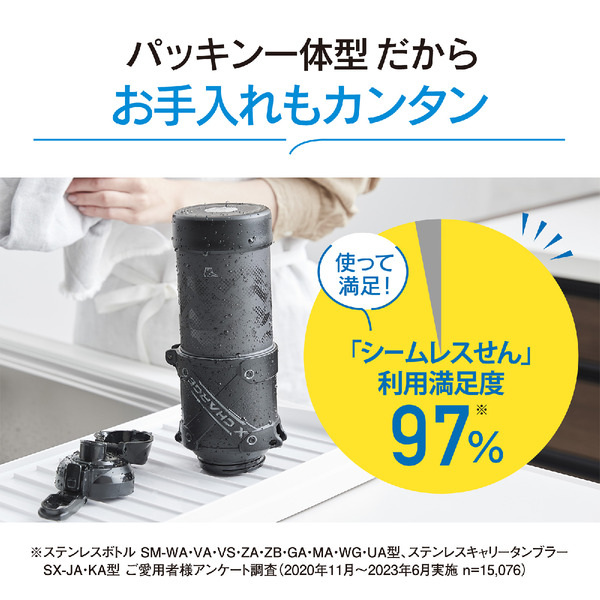 ステンレスクールボトル 1L ブラック TUFF シームレスせん