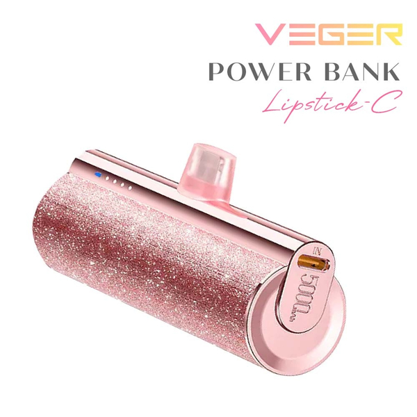 VEGER Power Bank UQ-Lipstick-C パワーバンク 5000mAh Type-C ローズゴールド