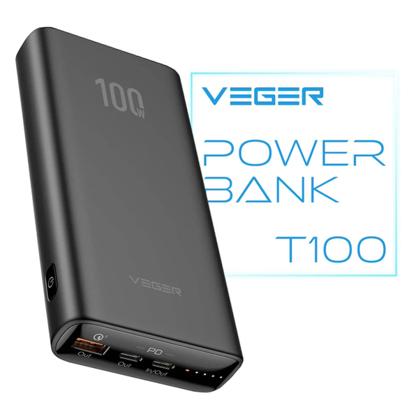 VEGER Power Bank T100 20000mAh 100W出力 大容量モバイルバッテリー 3台同時に充電可能