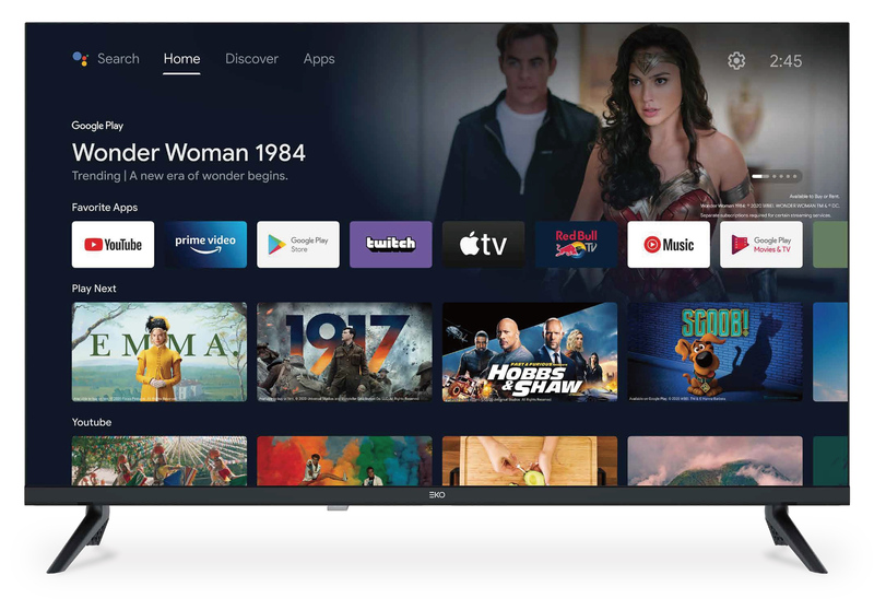 32型ワイドモニター/1366×768/HDMI×3、USB×2、コンポジット×1/ブラック/スピーカー8W+8W/Android搭載 ネット動画専用テレビ、チューナーレス、メディアプレイヤー内蔵