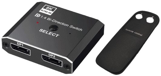 1入力2出力、2入力1出力両対応/最大8K30Hz/DisplayPortモニタ切替器