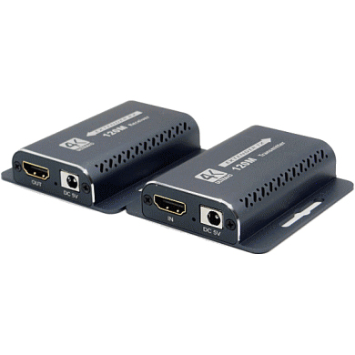 LANケーブル利用/超コンパクトで軽量なHDMIモニタエクステンダー/4Kを最大120m延長/送受信機セット