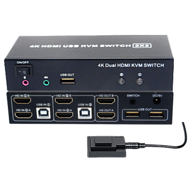 HDMIデュアルモニタ/マウス/キーボード/USB2.0デバイス対応KVM切替器/最大解像度4K60Hz