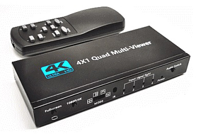4K出入力対応/複雑な設定を省いてリモコンで簡単操作/4入力1出力のHDMI画面分割マルチビューワー