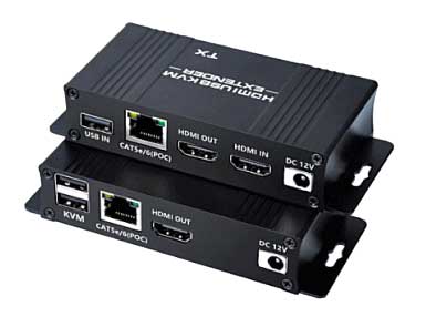 PoC対応で1カ所の電源だけで動作。電源確保が難しい位置にも設置可能！/LANケーブル利用/HDMIモニタKVMエクステンダー/送受信器セット